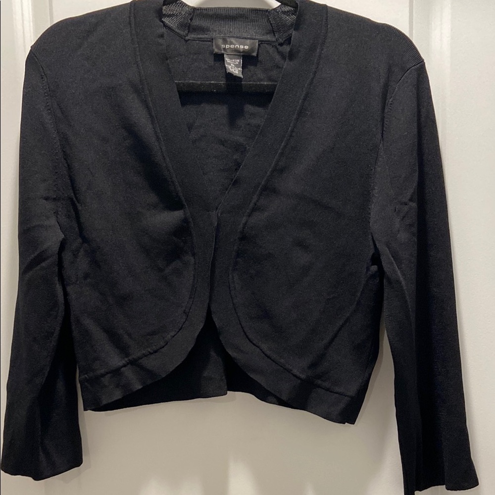 Spense Black Cropped Blazer with Open Front